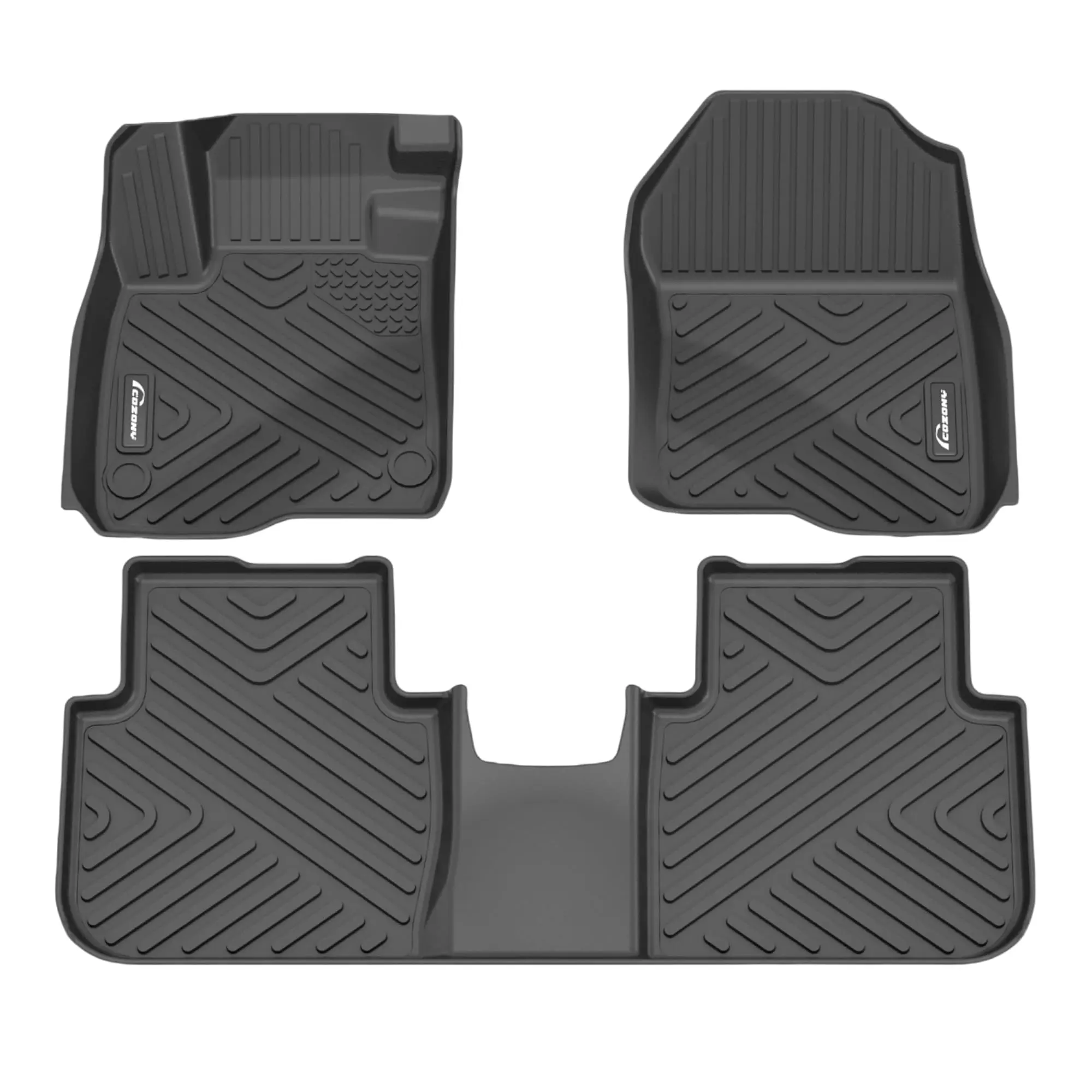 GARVEE Custom Fit Car Floor Mats - TPE All-Season All-Weather Waterproof Anti-Slip Floor Liners, Front and Rear Set (1st & 2nd Row), Black, Compatible with Select Vehicles, Front And Rear Set Floor Mats