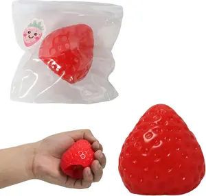 1pcs Squishy Strawberry,Cute Squeeze Toys,Kawaii Squishies PVC Toys,Stress Relieving Fur Ball OPP Packaging Gifts Fidget Toys for Anxiety&Relaxation for  Adults (1pcs red)