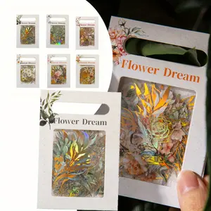 Flower Dream Set of 240Pcs Gold Foil Botanical Stickers with Clear Background Holographic Flower Eucalyptus Decals for Journaling Bullet Journal Planner Card Making DIY Crafts