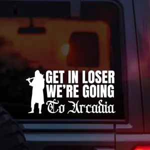 Sleep Token Vinyl Car Decal, “Get In Loser We’re Going to Arcadia” Funny Band Decal Inspired by Even in Arcadia Album, Dark Aesthetic Decal for Cars, Laptops & Water Bottles, Perfect for Worship Fans, Alt Girls, Metalheads & Alternative Music Lovers