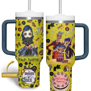 Coraline 20oz - 40oz Tumbler Stainless Steel with Straw, Double Wall Insulated, With Handle – Epic Cartoon Movies Series Design, Perfect Gift for Fans