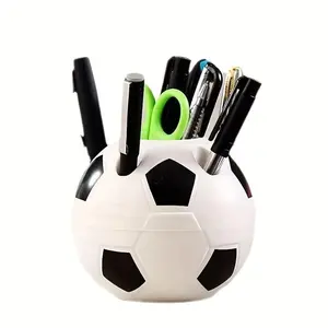 Soccer Ball Shaped Pen Holder, 1 Count Multifunctional Desktop Pen Holder, Durable Desktop Organizer for Office, School, Home