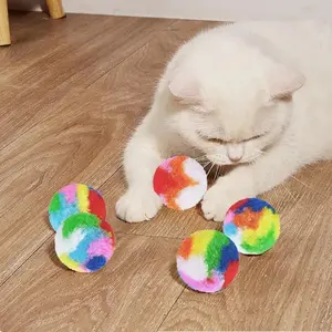 20 Piece Colorful Plush Cat Balls Toy Set, Soft Puff Balls for Kitties, Safe Fluffy Toys in Blue, Indoor Cat Activity