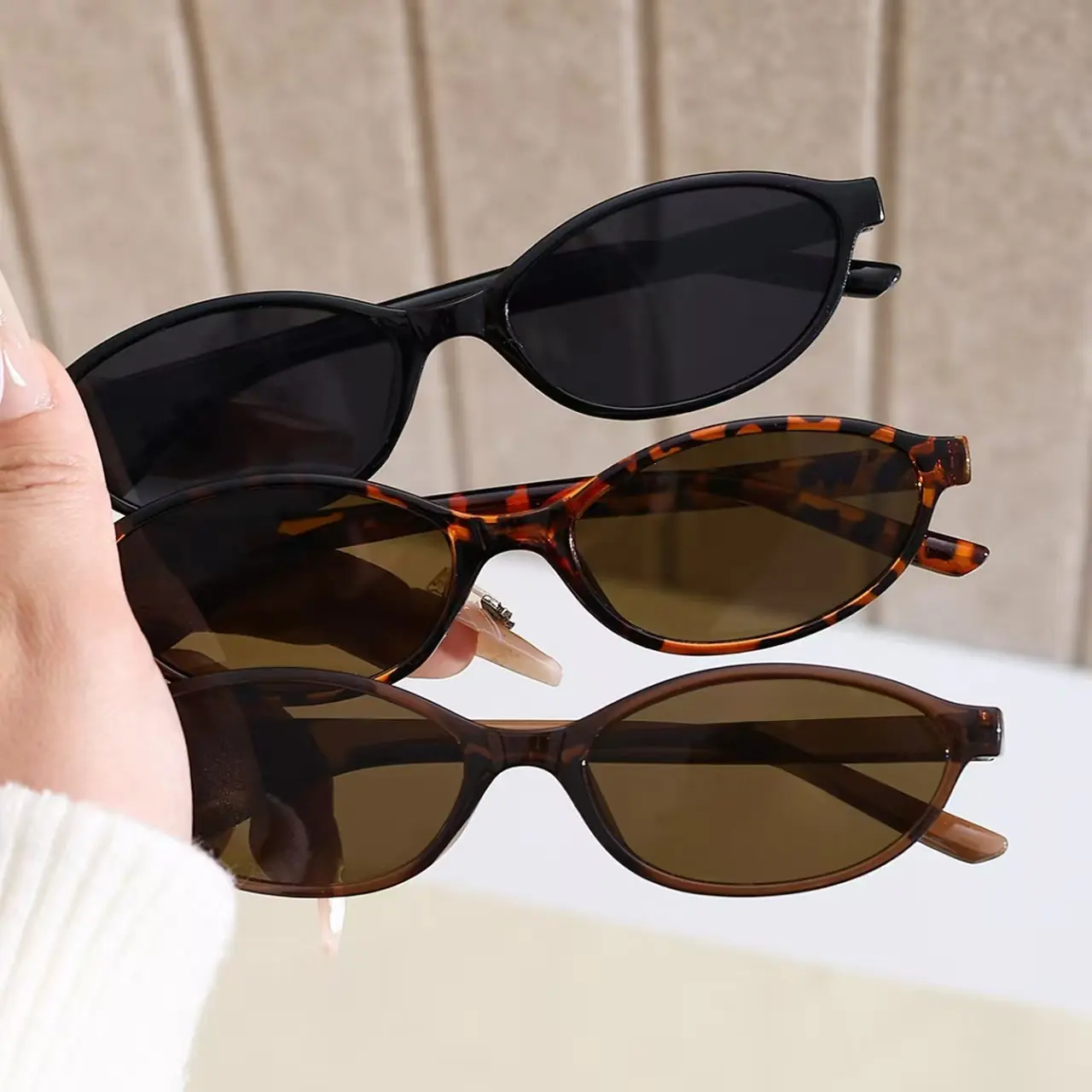 Women's 3-Piece Full Rim Retro Oval Sunglasses for Women - 90s Chic Narrow Cat Eye, Lightweight UV Protection, Spring Glowup Fashion Eyewear Frames, Women's Sunglasses