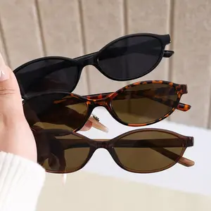Women's 3-Piece Full Rim Retro Oval Sunglasses for Women - 90s Chic Narrow Cat Eye, Lightweight UV Protection, Spring Glowup Fashion Eyewear Frames, Women's Sunglasses