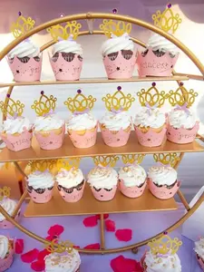 40 PCS Glittery Princess Cupcake Toppers Crown Cupcake Wrapper Crown Cupcake Toppers Baby Shower Cupcake Decorations for Birthday Baby Shower Party Decorations Supplies