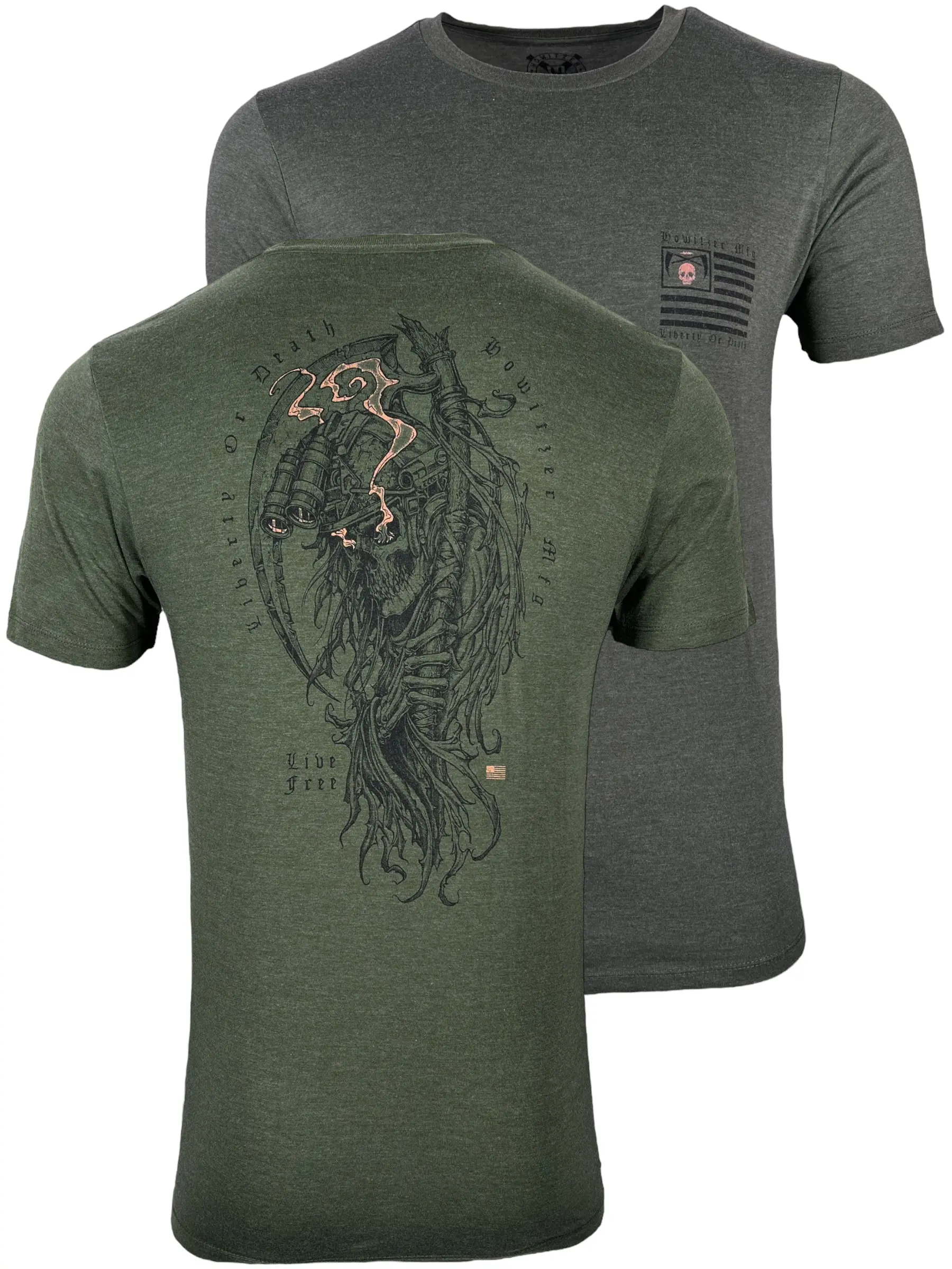 Howitzer Men's Original Liberty Reaper Short-Sleeve Tshirt - Menswear Casual Military Grunt Graphic Top, Ultra-Soft Patriotic Cotton-Polyester Blend Tee for Firefighters, Veterans, Shortsleeve