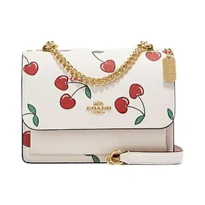 COACH Klare 18 Crossbody Bag for Women – Heart-and-Cherry-Printed Cowhide Leather, White