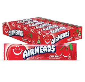Airheads Full-Size Bars, Cherry Flavor, Easter Candy Bulk, Easter Basket Essentials Stuffers for Kids and Adults, Individually Wrapped Taffy, 36 Count Box
