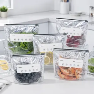 30 PCS Reusable Aluminum Foil Zipper Storage Bags Set - 3 Sizes, Freezer-Safe, Waterproof Airtight Seal Containers for Meat, Vegetables, Kitchen Organiser