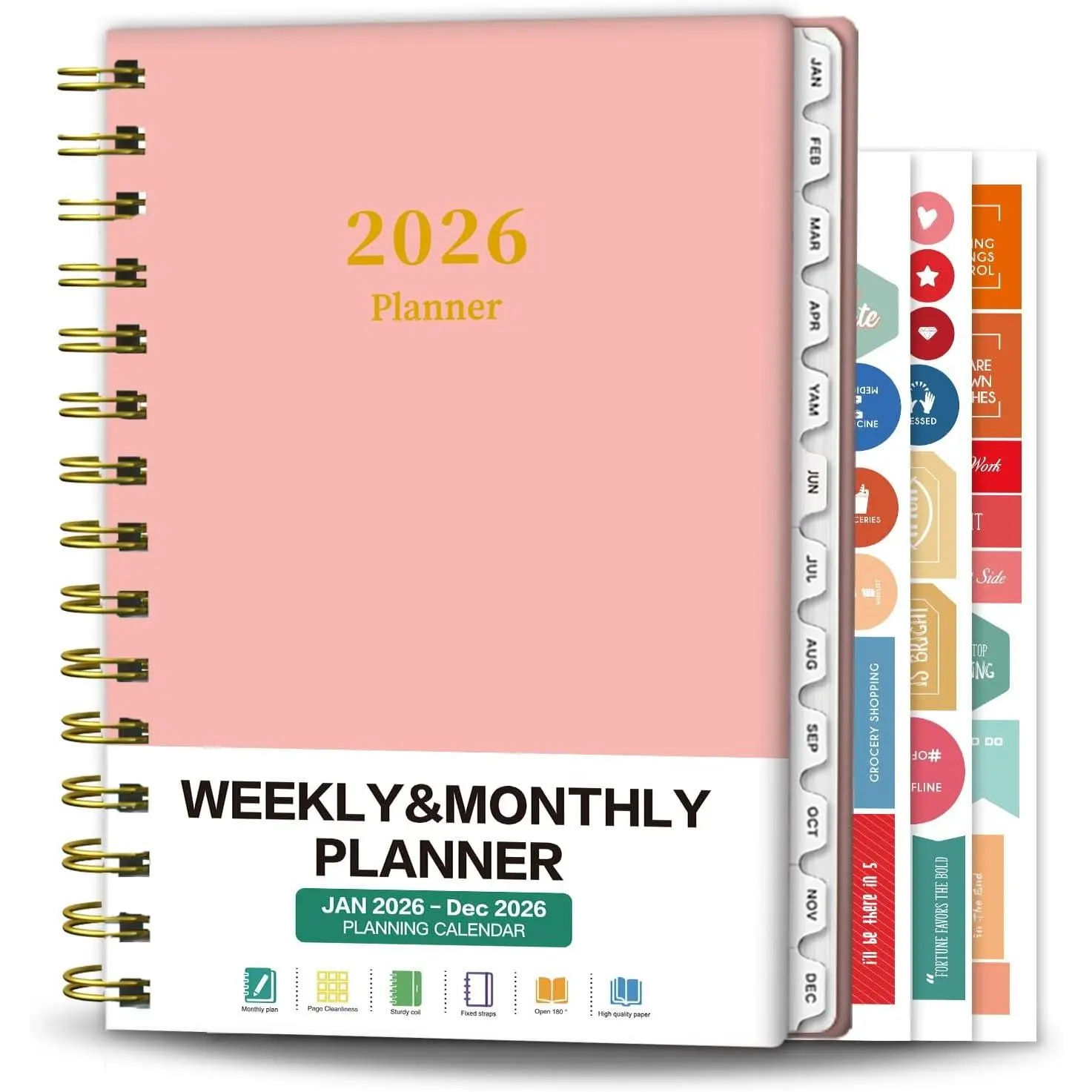 Academic Planner 2026, Daily Weekly and Monthly Calendar Planner (Jan. 2026-Dec. 2026),8.4"x6.3", Hardcover Notebook Teacher Supplies,  Thick Paper, Planners for School Work Office
