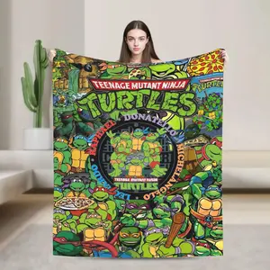 TMNT Game Flannel Throw Blanket, Warm Soft Cozy Blanket for Bedroom Sofa Winter Decor and Home Comfort office