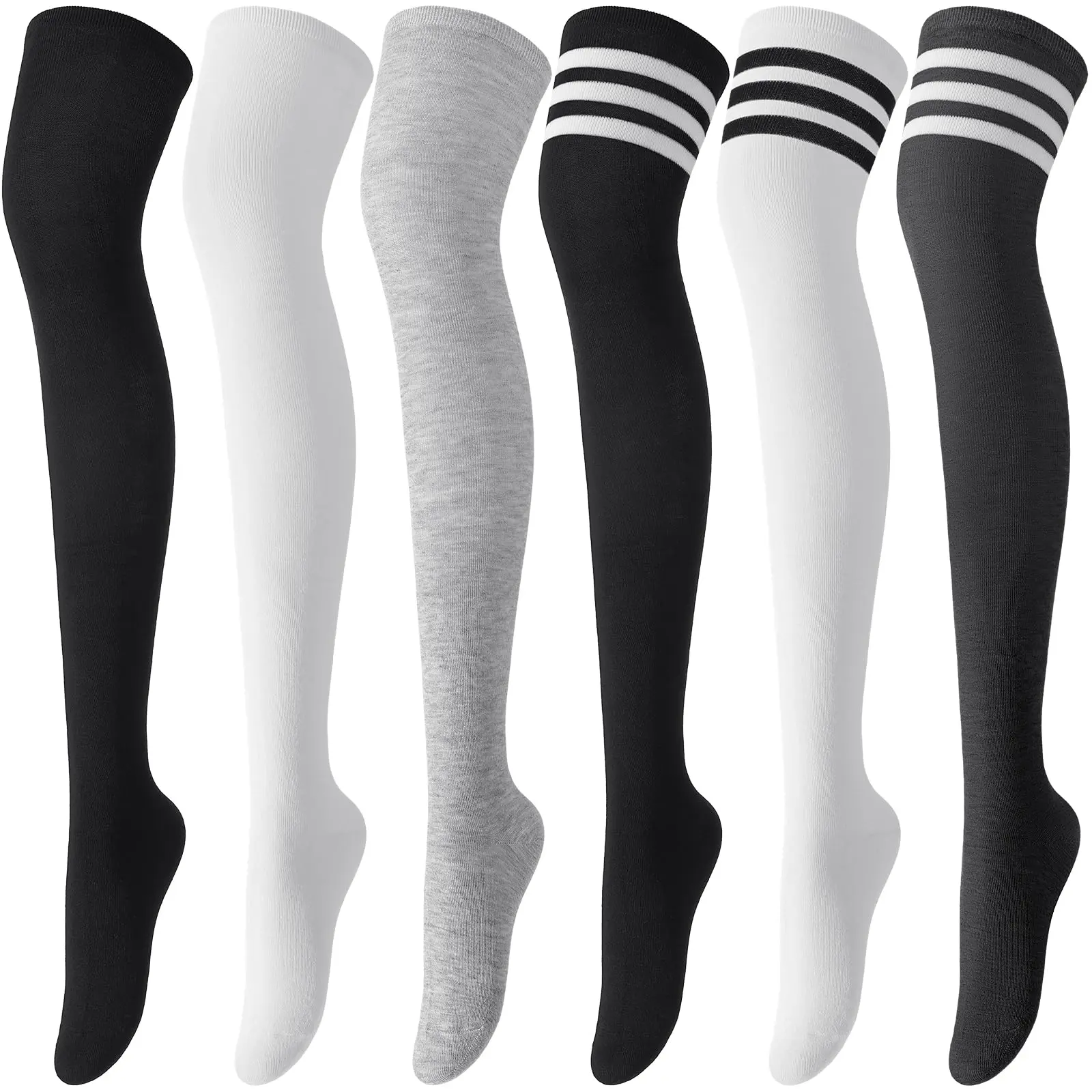 Thigh High Socks for Women, Warm Over Knee High Socks, Extra Long Striped High Boot Stockings for Daily Wear Fit Womenswear