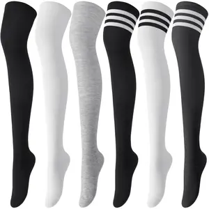 Thigh High Socks for Women, Warm Over Knee High Socks, Extra Long Striped High Boot Stockings for Daily Wear Fit Womenswear