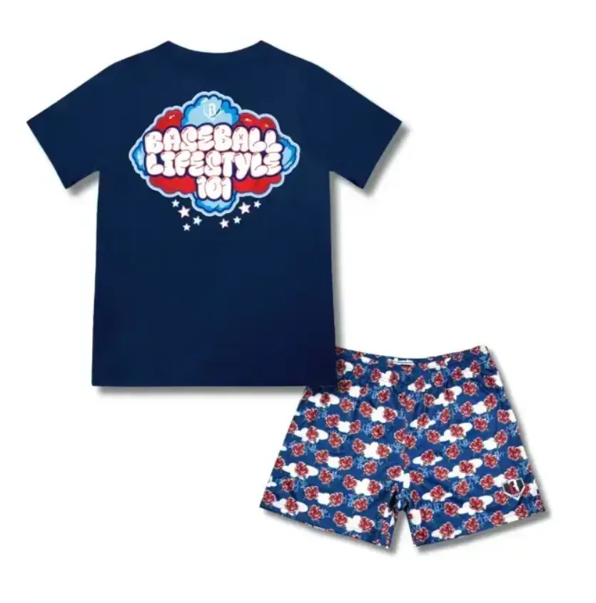Baseball Lifestyle 101 - Cotton Candy Set - USA Patriotic Vibe Outfit | Youth & Adult Tee & Mesh Shorts