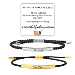 Best Friends Bracelet Kit - Adjustable Stainless Steel Set with Motivational Quotes.Be Kind of a Bitch Bracelet Funny Inspirational Jewelry Gift for Women Best Friends Sisterhood friendship jewelry gift teen girl gifts fortune bracelet