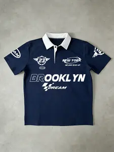 'Polo Shirt' Contrast Collar | Brooklyn & New York Theme | Number 23 Print & Motivational Slogan Unisex Streetwear OOTD Essential | TikTok Viral Retro Sporty Casual Daily Wear Statement Top for Men Women 2026 Spring New Drop