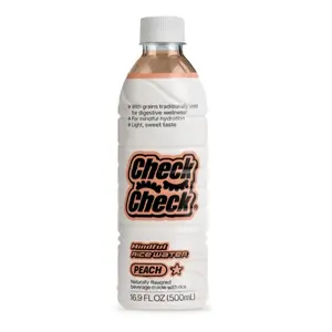 CheckCheck Prebiotic Rice Water Peach Flavor 12-Pack 16.9 fl oz PET Bottles for Gut Health & Wellness - Beverage