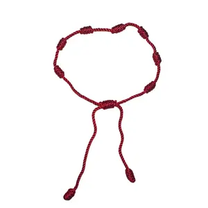 7 Knots Rope Bracelet - Red Adjustable String for Men and Women