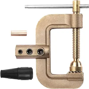 Cybertron Tools  400A C-Style Welding Ground Clamp, Heavy Duty Solid Brass Earth Clamp with Screw Lock, 2.3" Jaw Opening for TIG/MIG/Stick Welders, 1.65 lbs