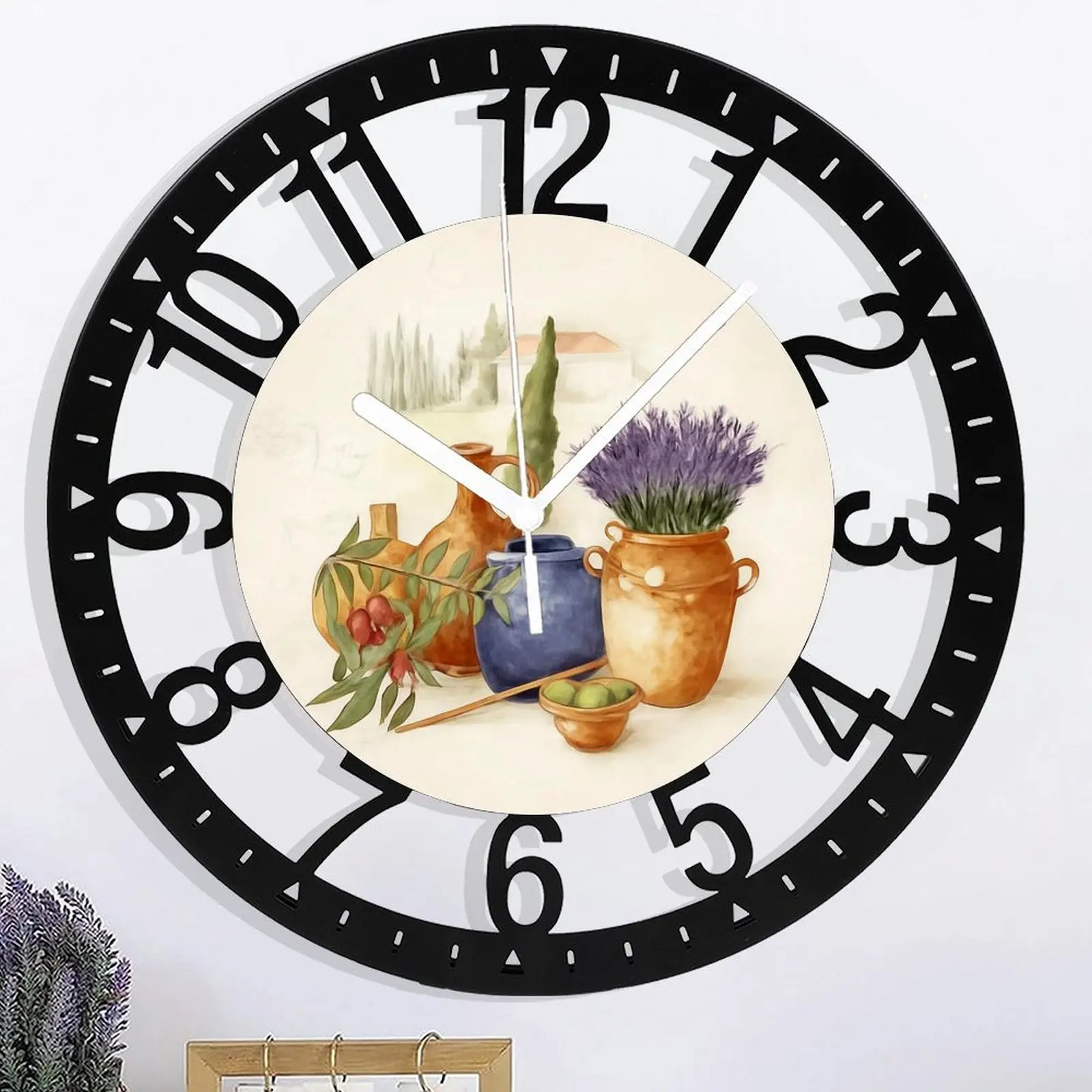 25cm Modern Minimalist Iron-Wood Hollow Snowflake Christmas Star Analog Wall Clock - Easy-to-Read Arabic Numerals, Interchangeable Black-White Hands, Wipe-Clean, Mountable Hanging for Living Room, Kid Room Home Decor
