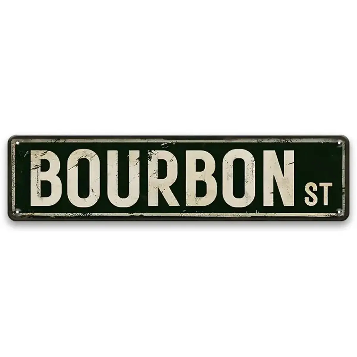 Vintage "BOURBON ST" Metal Tin Sign - 8x12 in Durable Rustic Design Vintage Garage Sign, Weatherproof Wall-Mount Home Decor Plaque for Man Cave, Indoor-Outdoor Use, Vintage Garage Signs