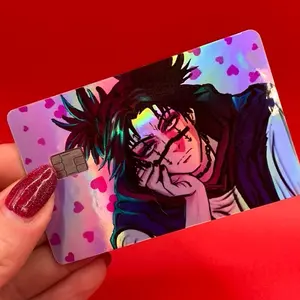 Choso Kamo Shibuya  Credit Card Skin Sticker Cute Kawaii Drinking Coffee Holographic Funny Jujutsu Kaisen Anime Universal Fit