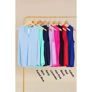 Lizzy Notch Neck Wrinkle Free Tank