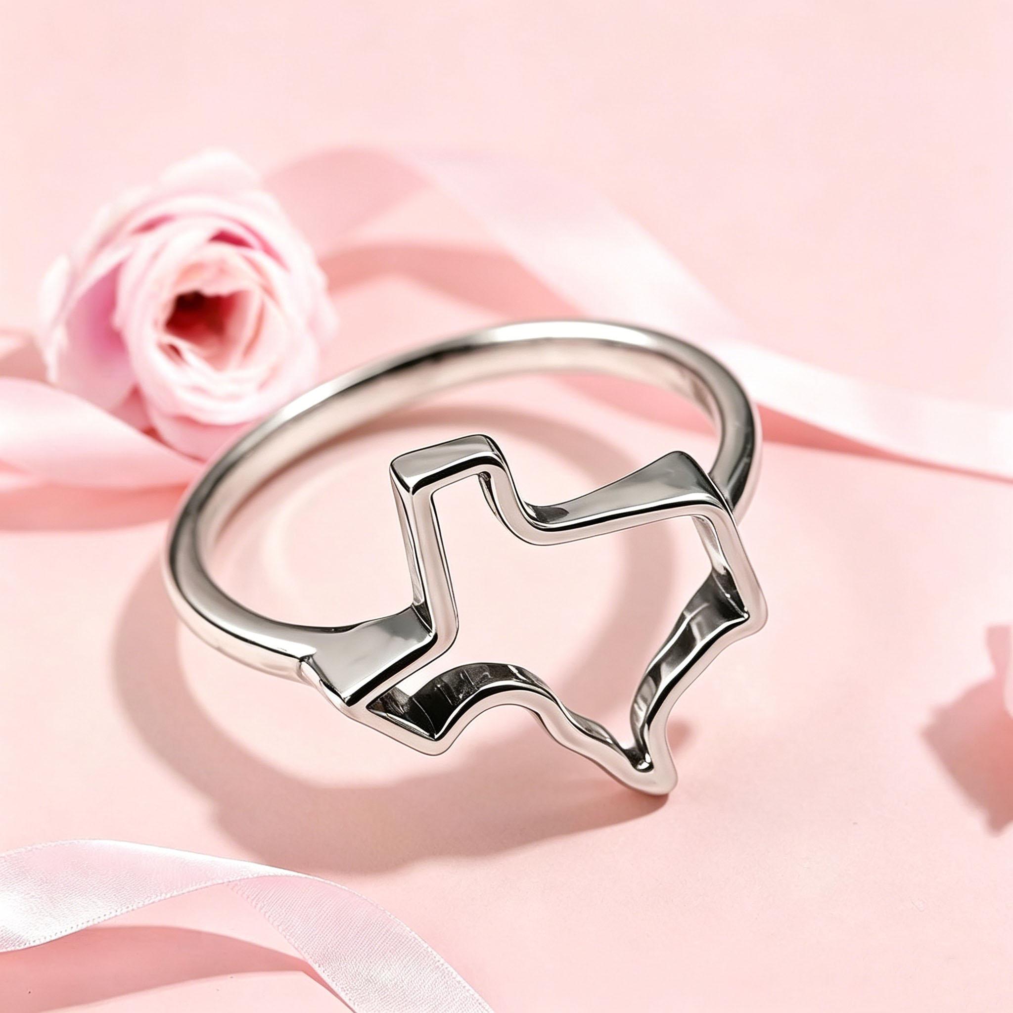 1PC Luxury Exquisite Texas Forged Silver Plated Ring, Distinctive Elegant Design Jewelry, Best Valentine Day Gift For Women, Size 6-10 Plain Color Ring Finger Rings