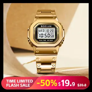 SKMEI Retro Classic Small Square Electronic Watch Multi-functional Alarm Clock Chronograph Calendar Week Time Metal Men's Watch