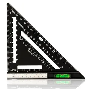7-Inch Rafter Square with Level, Aluminum Triangle Ruler, Carpenter Square, Woodworking Layout Tool, Aluminum Triangle Tool, Stainless Steel Ruler, Measuring Ruler