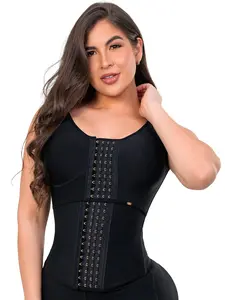 EVOLUTIVA SMI2028 High Compression Chaleco Cinturilla with Integral Braier for Enhanced Support and Comfort Minimalist Basic Womenswear Shapewear Black