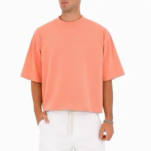 Cropped Oversized Heavyweight Tee Menswear 100% Cotton 7 Oz Classic Fit Made In USA Raw Cropped Bottom