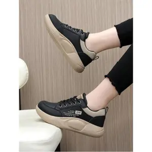 Women's Fashionable Colorblock Patchwork Lace Up Platform Sneakers, Casual Comfortable Sports Shoes for Daily Wear, Perfect for Students and Outdoor Sports