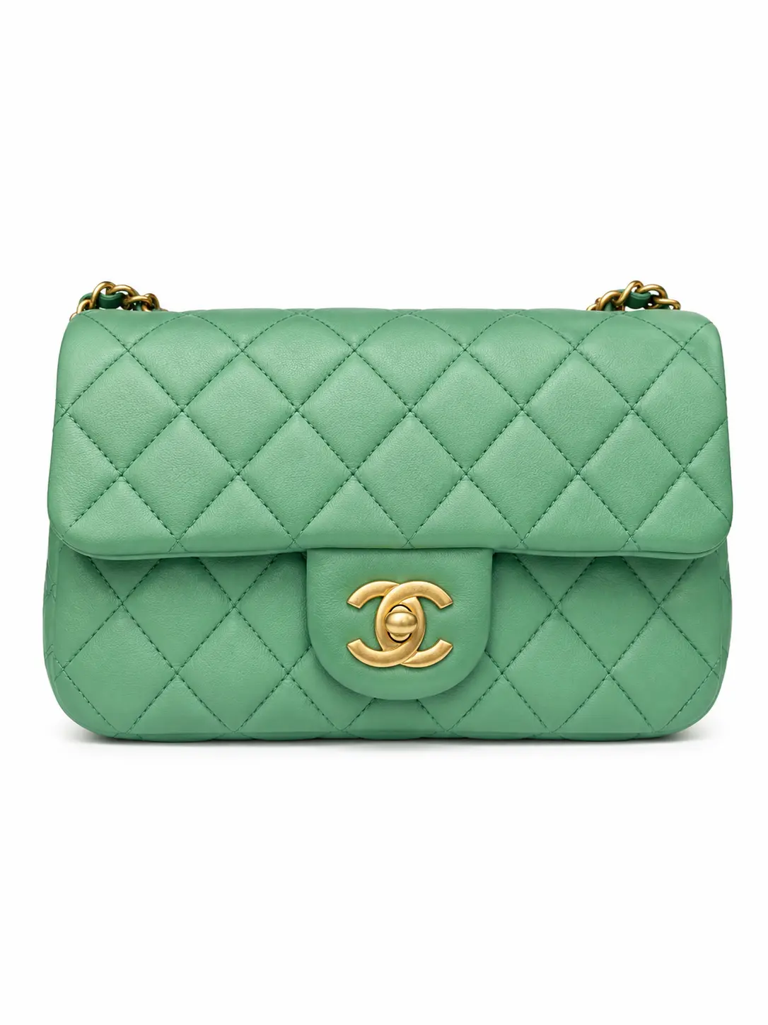 Pre-owned CHANEL lambskin Crossbody Bags Dark Green Quilted Mini Pearl Crush Flap Bag 68761100