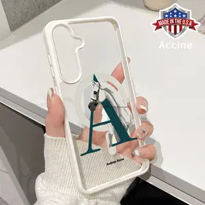 Magnetic Phone Case Compatible with Galaxy S23 Ultra S24 Plus S25 S22+ FE Horse and letter A Pattern Acrylic Back TPU Edges Clear support wireless charging Bumper Cover for Male
