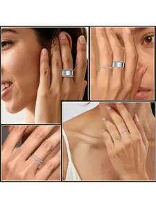 2-Pack 14K Gold Plated Stacking Rings for Oura Ring Gen 4/Gen 3, Cubic Zirconia Simulated oura ring stack Diamond Rings for Women