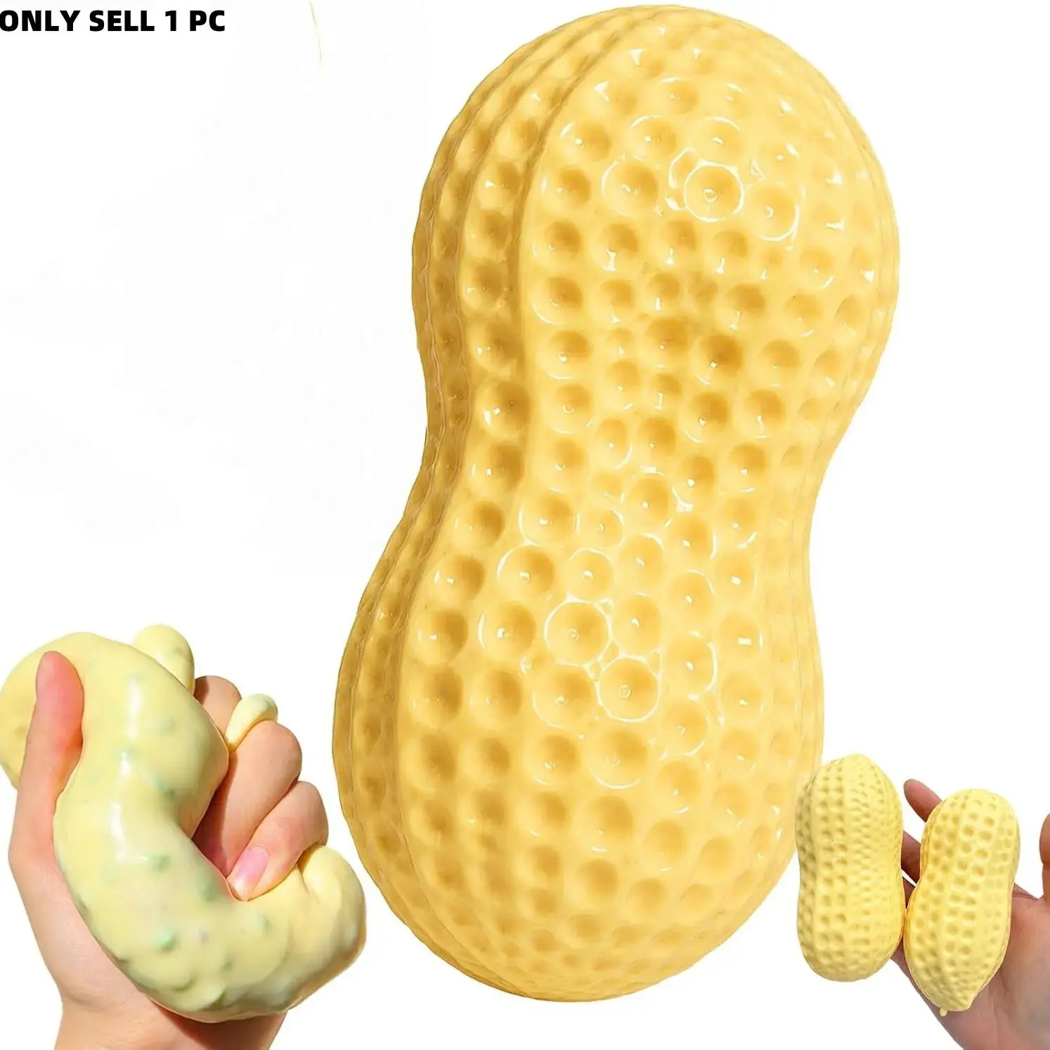 Peanut Squishy Toy with Crunchy Sound, Soft Squeeze Fidget Toy, Funny Sensory Hobby Play Toy, Portable Stress Relief Toy, Cute Desktop Peanut Relax Toy, Great Gift for Teens & Adults for Party Leisure Time