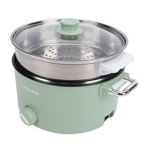 Electric Hot Pot 800W 3L Food Grade Nonstick Coating Multifunctional Electric Cooker with Steam Basket for Steak Rice Noodles Soup