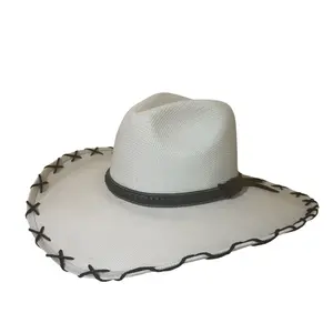 Bonanza Wide-Brim Llanero Hat Unisex Cowboy-Style Hat with Black Rope Trim & Scalloped Edge Design