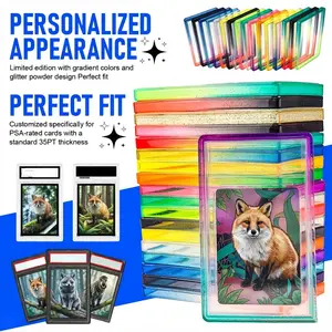 1pc For PSA Graded Card Slab Bumper Guard, TPU Protective Sleeve, Card Sleeves with Clear Back Cover, Shock-Absorbent, Stackable Case for Trading Card Collectors, Protect & Show 35pt Graded Card Slabs, Holder, Trading Card Toploaders