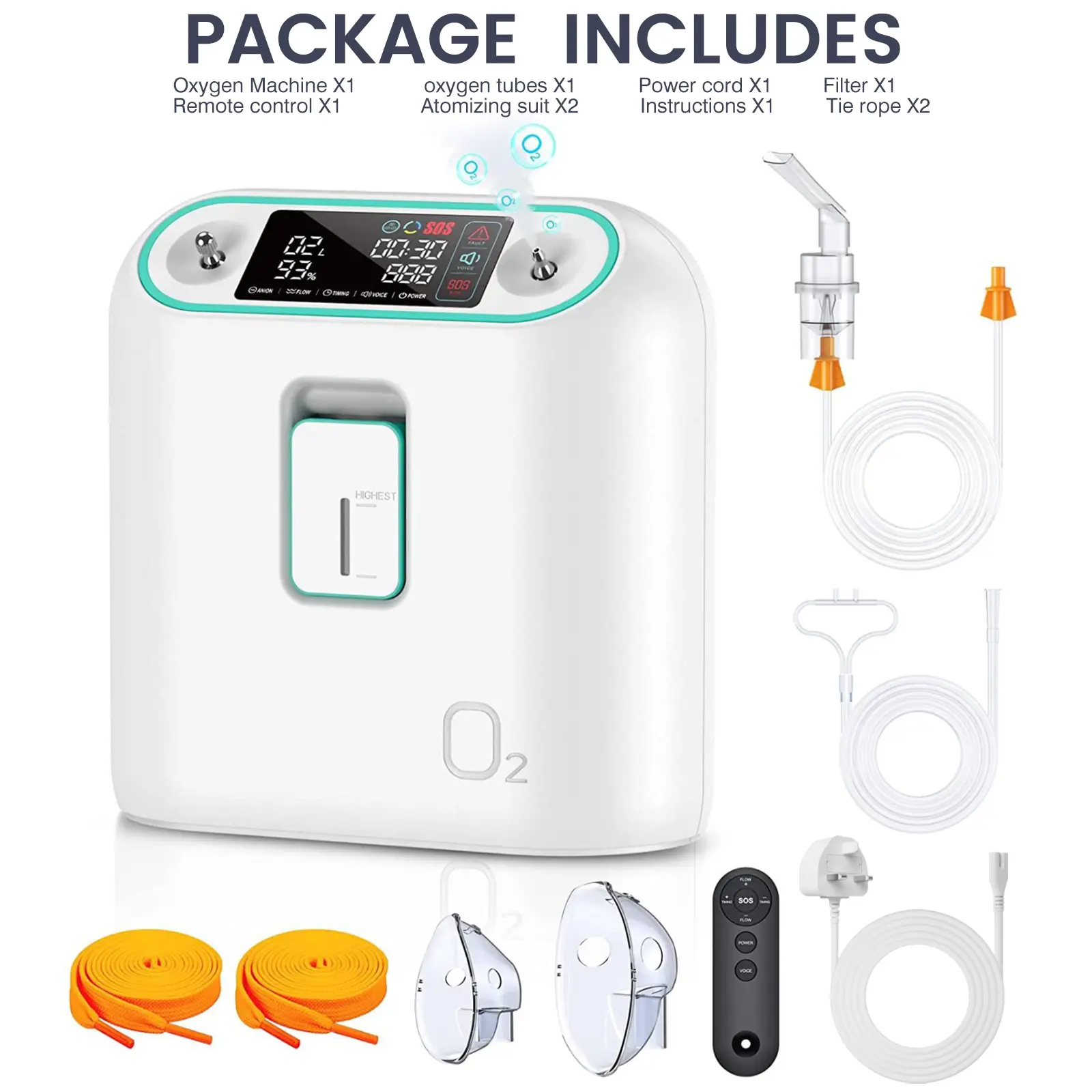 酸素発生器 Small Household Oxygen Generator① Ziqing Portable Oxygen Generator 1-8L Adjustable Flow O2 System 93