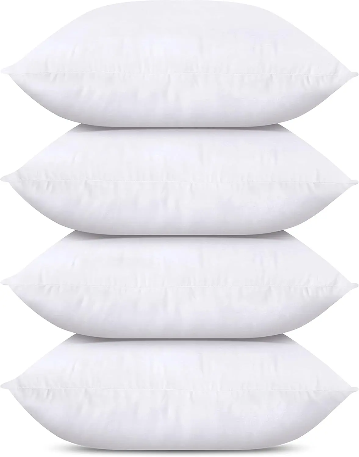 Throw Pillows (Set of 4, White), 12 x 12 Inches Pillows for Sofa, Bed and Couch Decorative Stuffer Pillow