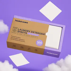 Hook'd Scent Laundry Detergent Sheets - 100 Sheets for Up to 200 Loads - Hypoallergenic & Plant-Based - No Mess No Waste No Plastic