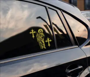 San Judas Cross Vinyl Decal Sticker for Cars Trucks Vehicles Waterproof High-Quality Design
