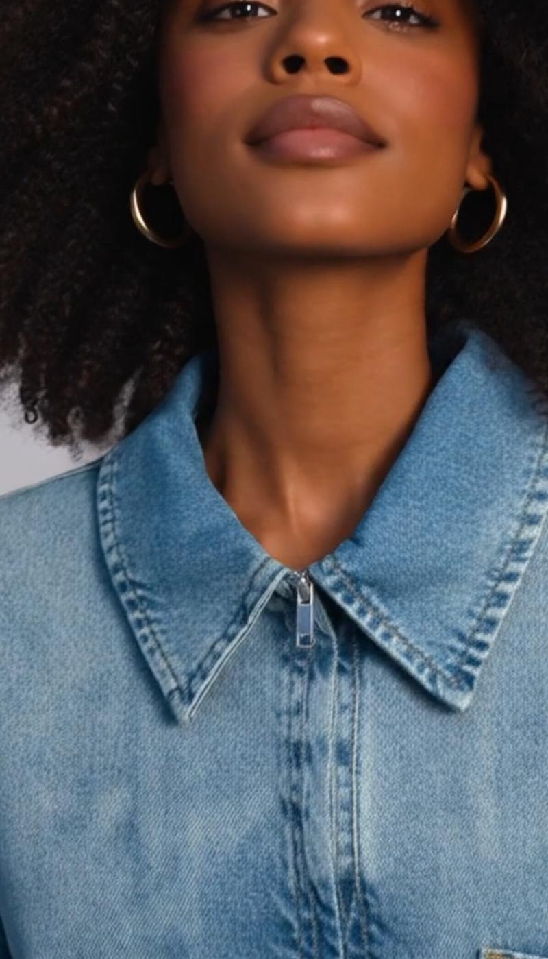 Elengatine Women's Denim Dress Half-Zip Collared Vintage Washed Blue Loose Fit Long Sleeve One Chest Pocket Trendy Casual Top for Daily Wear & Street Style Looks - Chic Autumn and Winter - Womenswear Suitable for all people, sizes range from XS - 5XL Elengatine Women's Denim Dress Half-Zip Collared Vintage Washed Blue Loose Fit Long Sleeve One Chest Pocket Trendy Casual Top for Daily Wear & Street Style Looks - Chic Autumn and Winter - Womenswear Suitable for all people, sizes range from XS - 5XL