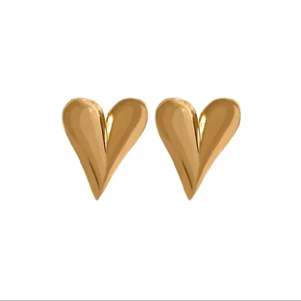 Hailey Heart Mini Heart Earrings - Gold Heart Design Simple Elegant Style Ideal for Everyday Wear Timeless Refined Appearance