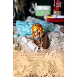 Success Mini Spell Kit 5ML Sealed Spell Bottle with Cinnamon Lavender Orange Sage Citrine Incense Cone and Spell Scroll for Enthusiastic Use Perfume Scented
