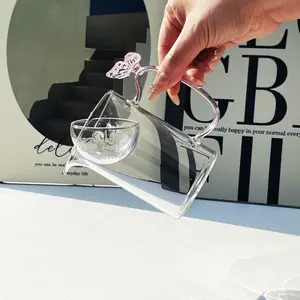 High-value pink butterfly teapot glass fairness cup high-end tea strainer integrated tea set gongdao cup Mug Tumblers