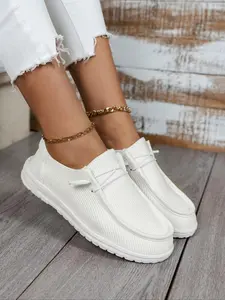 Women's 1 Pair Minimalist Casual Plain Round Toe Slip-on Shoes, Casual Comfortable Versatile Shoes For Daily Wear